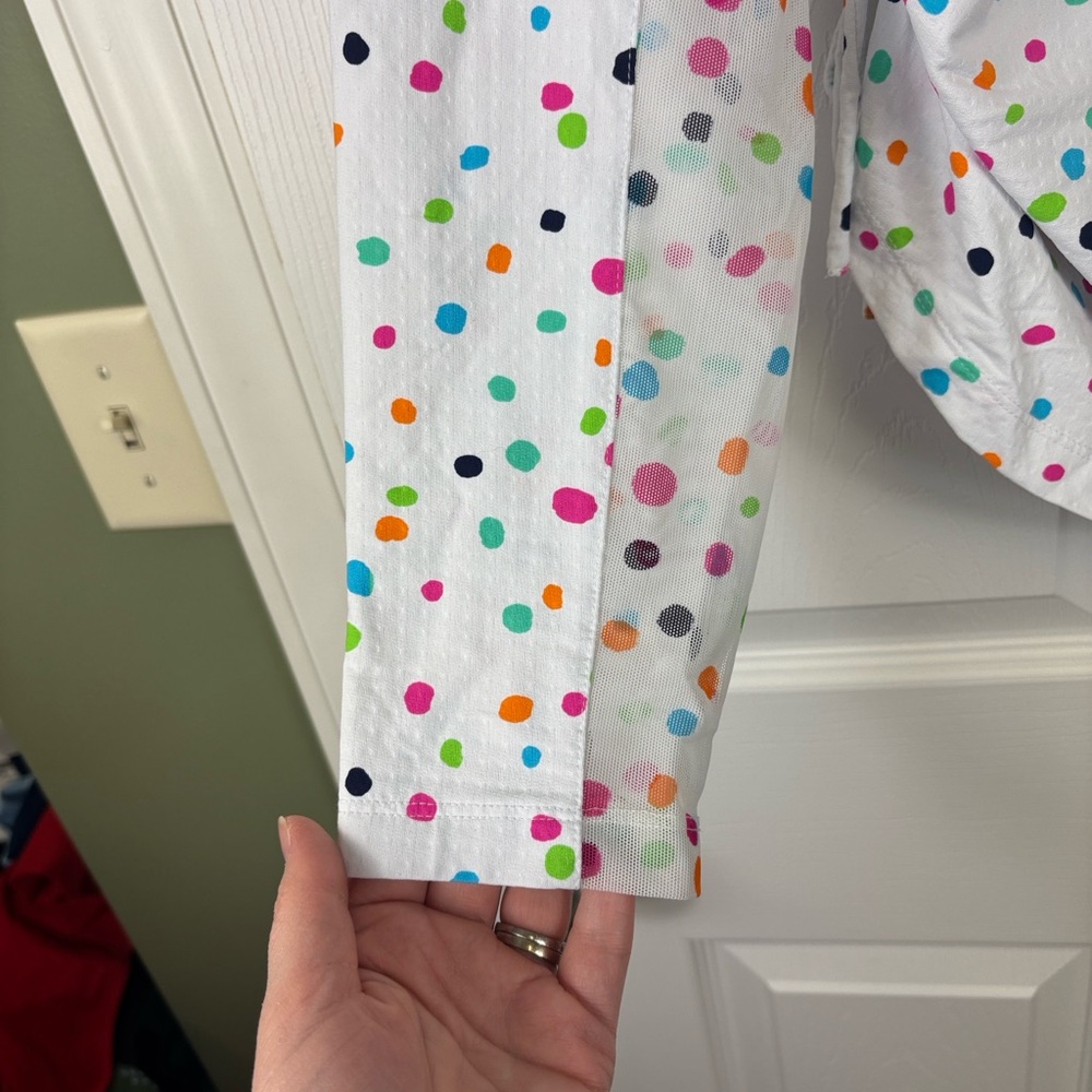 Ibkul white polka dot adjustable length mock neck long sleeve top sz xl - Picture 4 of 7